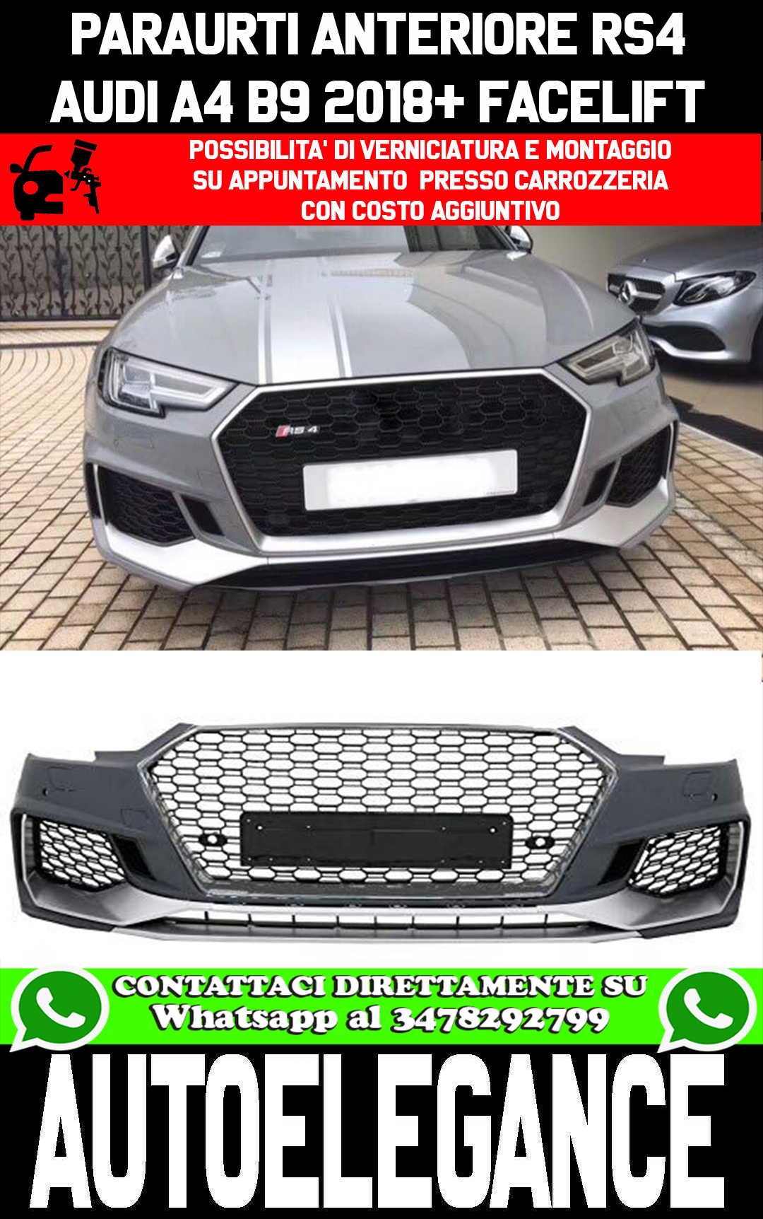 K carrozzeria paraurti anteriore Abt Style RS4 con griglia per Audi A4 B9 2017-2020 - Cina Griglia, paraurti posteriore