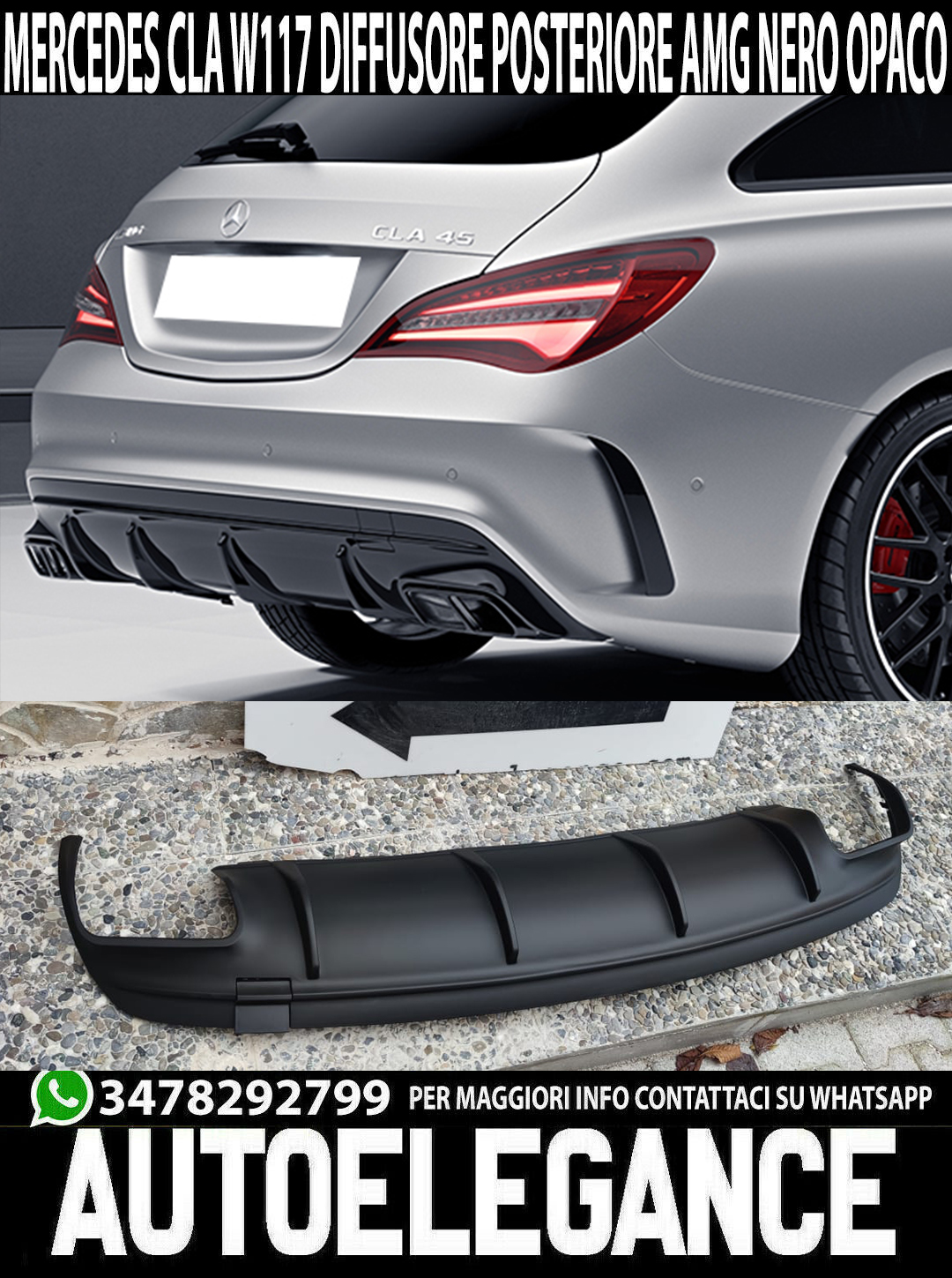 Spoiler Labbro Inferiore Per Mercedes CLA Class W117 - Diffusore Paraurti - Foto 11