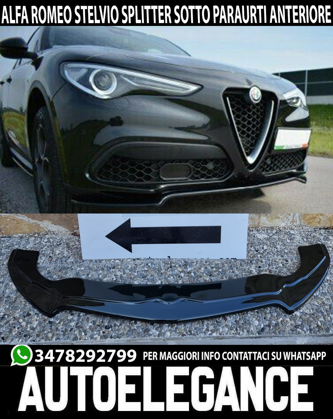 Splitter Spoiler anteriore V2 per Alfa Romeo Stelvio 2016 Cod. AL ST 1 FD1+FD1RG