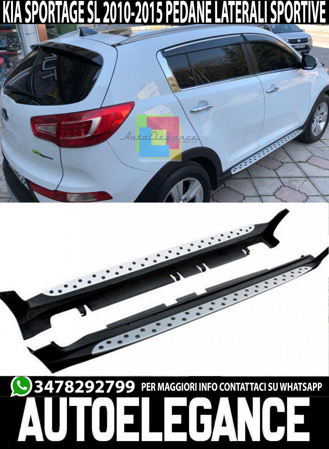 Pedane Laterale Sottoporta Alluminio Per Kia Sportage 2010-2015 Basic RIVAL