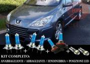 PEUGEOT 307 2000-2008 SET COMPLETO LAMPADE BLU XENON + LAMPADINE POSIZIONE A LED