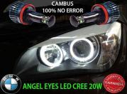 BMW X1 E84 2009-2014 KIT ANGEL EYES H8 20W 6000K LED BIANCO GHIACCIO NO ERROR