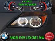 BMW SERIE 6 E63 2004-2010 KIT ANGEL EYES H8 20W 6000K LED BIANCO GHIACCIO NO ERROR
