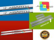FIAT 500 2007+ 2x PEDANE BATTITACCO LOOK ACCIAIO INOX FINITURA CROMATA LOGO ABARTH