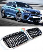 Grilles Avant BMW X6 F16 2014+ Calandre Double Bande M Bordure Chrome
