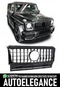 GRIGLIA SPORTIVA NERA LUCIDA CROMATA ADATTA PER MERCEDES CLASSE G W463 1990-2018