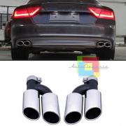 Paar Anschlüsse Doppelt Auspuffanlage Audi A7 - Edelstahl Look S7