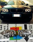 BMW E81 E82 E87 E88 2004-2011 Phares Satin Avec Anneaux Angel Eyes LED Blancs