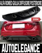 ALFA ROMEO GIULIA 2015+ DAM DIFFUSORE POSTERIORE DOPPIO SCARICO LOOK SPORTIVO IN ABS