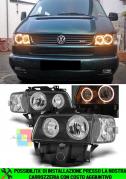 VW TRANSPORTER MULTIVAN T4 1996-2003 FARI ANTERIORI NERI ANGEL EYES GIALLO
