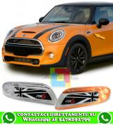 MINI COOPER S F56 2013+ FRECCE LATERALI CROMATE INDICATORI DI DIREZIONE A LED UNION JACK BANDIERA