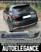 AUDI A3 8V SPORTBACK 2016+ RESTYLING DIFFUSORE POSTERIORE SOTTO PARAURTI LOOK S3