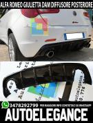ALFA ROMEO GIULIETTA DAM DIFFUSORE POSTERIORE DOPPIO SCARICO LOOK SPORTIVO IN ABS VELOCE