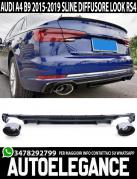AUDI A4 B9 8W 2016-2019 SLINE DIFFUSORE POSTERIORE SOTTO PARAURTI E TERMINALI CROMATI LOOK RS4