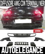 MERCEDES CLASSE C C205 A205 2014-2019 COUPE CABRIO DIFFUSORE POSTERIORE CON TERMINALI LOOK C63 AMG