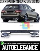 MERCEDES CLASSE C S205 2014-2018 DIFFUSORE POSTERIORE NERO CON TERMINALI LOOK C63 AMG