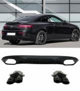 MERCEDES CLASSE E C238 A238 2016+ DIFFUSORE POSTERIORE CON TERMINALI INOX LOOK AMG DARK