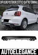 VW POLO 6R 6C 2009-2017 DIFFUSORE POSTERIORE DOPPIO SCARICO LOOK SPORTIVO IN ABS