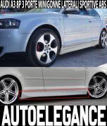 AUDI A3 8P 3 PORTE 2003-2012 MINIGONNE LATERALI SOTTO PORTA LOOK S-LINE S3 RS3 ABS