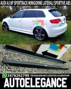 AUDI A3 8P SPORTBACK 2005-2012 MINIGONNE LATERALI SOTTO PORTA LOOK S-LINE S3 RS3 ABS