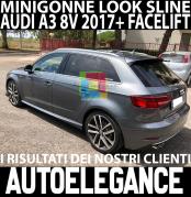 AUDI A3 8V SPORTBACK 2017+ FACELIFT COPPIA MINIGONNE LATERALI SOTTO PORTA LOOK S-LINE S3