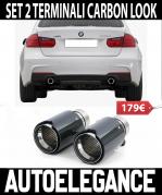 BMW SERIE 3 F30 F31 TERMINALI DI SCARICO SPORTIVI ACCIAIO INOX LOOK M CARBONIO