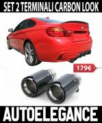 BMW SERIE 4 F32 F33 F36 TERMINALI DI SCARICO SPORTIVI ACCIAIO INOX LOOK M CARBONIO