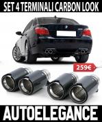 BMW SERIE 5 E60 E61 TERMINALI DI SCARICO SPORTIVI ACCIAIO INOX LOOK M5 CARBONIO