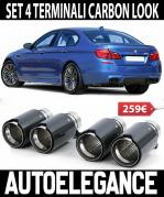 BMW SERIE 5 F10 F11 TERMINALI DI SCARICO SPORTIVI ACCIAIO INOX LOOK M5 CARBONIO