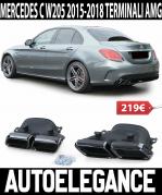 MERCEDES CLASSE C W205 2014-2018 TERMINALI DI SCARICO SPORTIVI ACCIAIO INOX LOOK SPORTIVO NERI