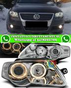 VW PASSAT 3C 2005-2010 FARI ANTERIORI ANGEL EYES GIALLO XENON LOOK