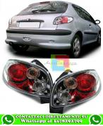 PEUGEOT 206 3 & 5 PORTE FARI POSTERIORI CROMATI TRASPARENTI