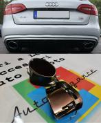 AUDI A4 B8 2008-2015 AVANT BERLINA TERMINALI DI SCARICO SPORTIVI ACCIAIO INOX LOOK RS4 NERI
