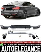 DIFFUSORE LUCIDO + TERMINALI DI SCARICO 1+1 ADATTI PER BMW SERIE 4 F32 F33 F36