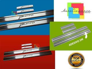 FIAT GRANDE PUNTO 2006-2012 PEDANE BATTITACCO LOOK ACCIAIO INOX FINITURA CROMATA