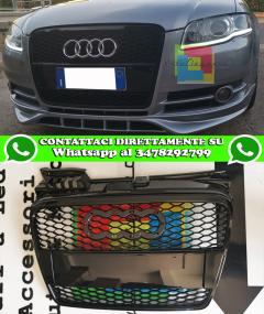 AUDI A4 B7 2004-2007 GRIGLIA ANTERIORE NERA LOOK RS4 NIDO D APE NERO LUCIDO