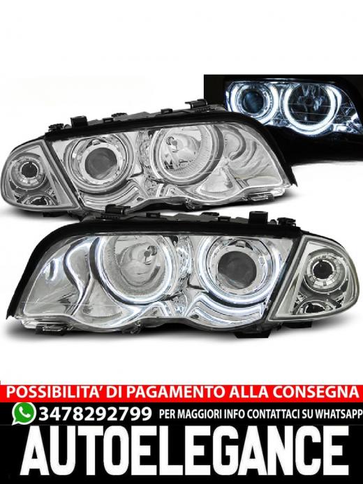 FARI ANGEL EYES CCFL CROMATI ADATTI COMPATIBILI PER BMW E46 05.98-08.01 S/T