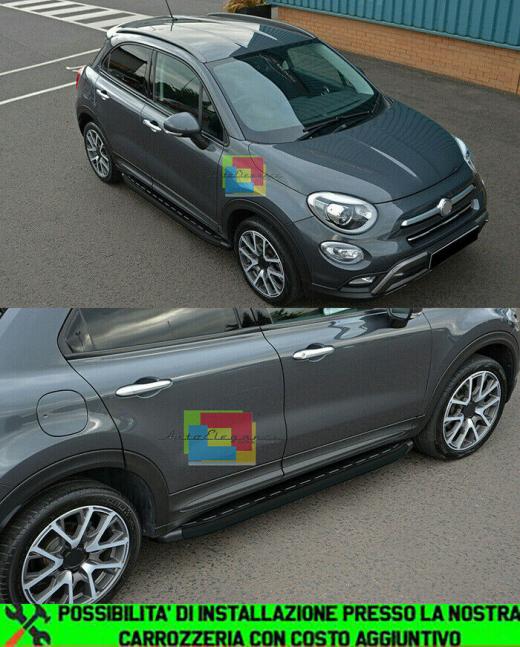 FIAT 500X 2014+ PEDANE LATERALI TOP QUALITA' SOTTOPORTA NERO - NEW