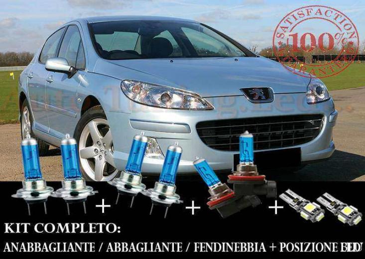 PEUGEOT 407 2004-2010 SET COMPLETO LAMPADE BLU XENON + LAMPADINE POSIZIONE A LED