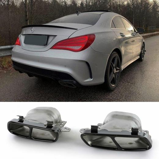 MERCEDES CLA W117 2013-2018 TERMINALI DI SCARICO SPORTIVI ACCIAIO INOX LOOK SPORTIVO NERI