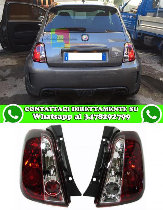 FIAT 500 2007+ FARI POSTERIORI ROSSI TRASPARENTI LOOK ABARTH