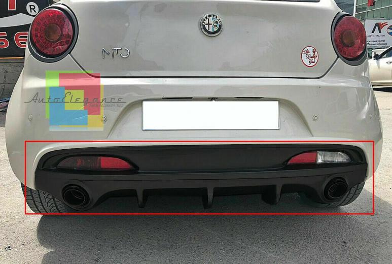 Difusor Alfa Romeo Mito Abajo Parachoques Trasero Dam Negro Brillante ABS