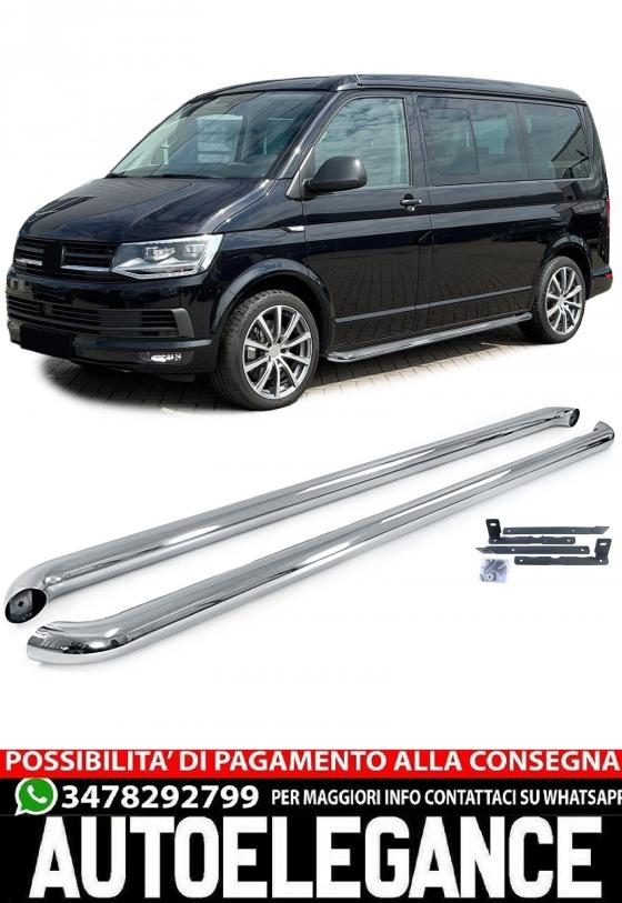 pedane laterali in acciaio inox lucidato adatte per VW T5 T6 T6.1 passo corto