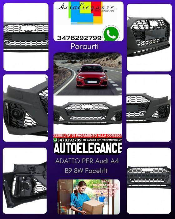 Paraurti anteriore adatto per Audi A4 B9 8W Facelift (dal 2020 in poi) Quattro RS4 Design