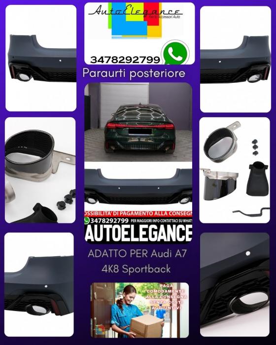 Paraurti posteriore adatto per Audi A7 4K8 Sportback (dal 2018 in poi) RS Design