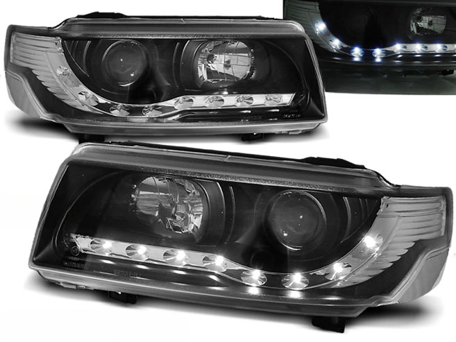 FARI ANTERIORI DAYLIGHT NERO ADATTI COMPATIBILI PER VW PASSAT B4 11.93-05.97