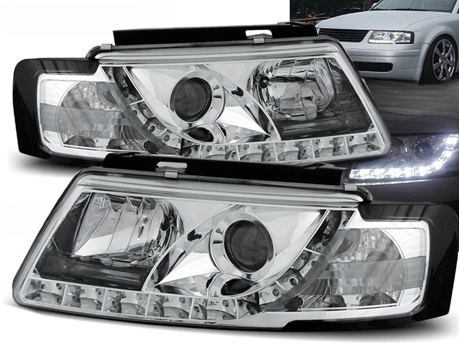FARI ANTERIORI DAYLIGHT CHROME ADATTI PER VW PASSAT B5 3B 11.96-08.00