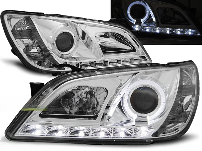FARI ANTERIORI TRUE DRL NERO ADATTI COMPATIBILI PER AUDI A6 C6 04.04-08