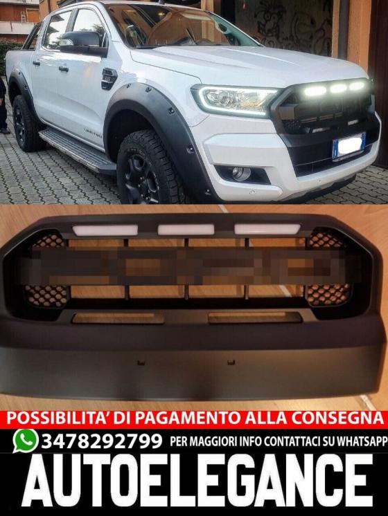 GRIGLIA MASCHERINA + LED NERO ADATTO PER FORD RANGER TK T6 T7 2015-2019-,-