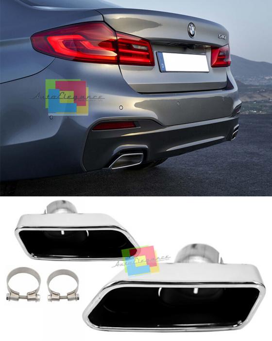 BMW Serie 5 F10 F11 F18 Terminaux D&rsquo;&Eacute;chappement en Acier Inox Look 550i V8 LCI